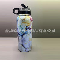 Creative Painted Wide Mouth Sports Bottle Outdoor Large Capacity Stainless Steel Vacuum Insulated Mug