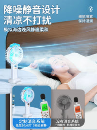 Portable Misting Fan, Handheld USB Rechargeable Mini Quiet Personal Cooling Fan with 5 Speeds for Desk, Office, and Travel