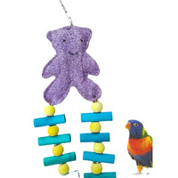 Bird Loofah Chew Toy with Colorful Bear Balls for Cage Decoration and Play