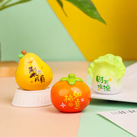 Cute Fruit-Themed Resin Mini Desktop Car Ornament with Auspicious Sayings