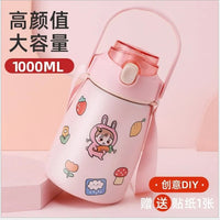 Large Capacity Stainless Steel Insulated Water Bottle with Straw for Kids and Students