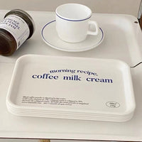 INS Style Melamine Serving Tray with Blue English Lettering for Coffee Bread Breakfast Dessert Fruit
