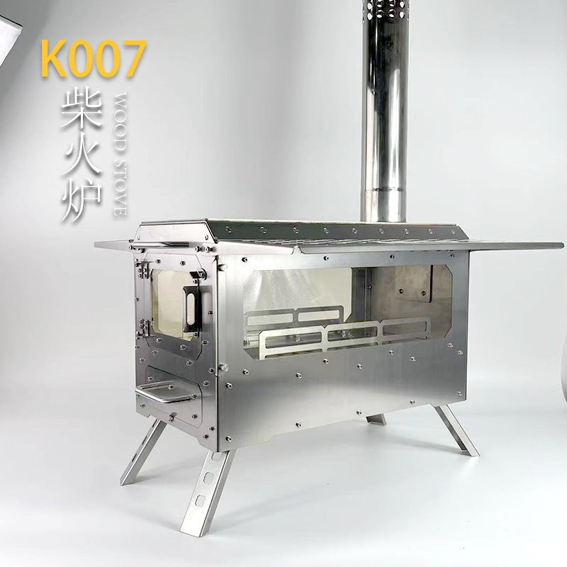 Butterfly Outdoor Stainless Steel Wood Burning Stove for Camping Tent Heating and BBQ Oven