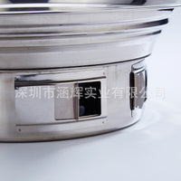 Portable Stainless Steel Charcoal BBQ Grill with Korean Grill Pan for Outdoor Camping and Home Use