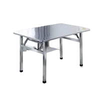 Extra Thick Stainless Steel Folding Square Table for Home, Commercial, Outdoor Dining, BBQ, and Market Stalls