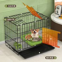 Pet Dog Cat Crate Indoor Outdoor Metal Kennel with Tray and Accessories for Small to Medium Breeds