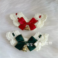 Christmas Pet Collar and Hat Set for Cats and Small Dogs, Festive Knitted Scarf and Bib Costume
