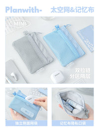 Planwith A4 Mesh Zipper File Bag Multi-functional Document Organizer for Students and Travel