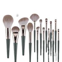 Green Cloud 14-Piece Makeup Brush Set with Storage Bag for Beginners