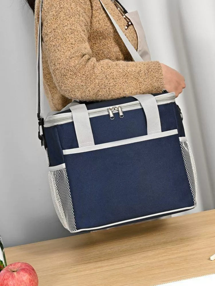 Insulated Lunch Bag with Shoulder Strap, Large Capacity Thermal Cooler Tote for Meals and Food Storage