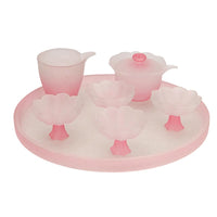 Pink Frosted Glass Kung Fu Tea Set for Women, Heat-Resistant Gaiwan, Gongdao Cup, and Teacups