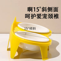 Ceramic Tilted Pet Bowl for Cats and Small Dogs - Single Bowl Design