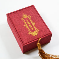 Guzheng Finger Picks Storage Box with Chinese Style Linen Fabric - Holds 8 Picks