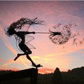 Dandelion and Fairy Metal Sculpture Garden Decor
