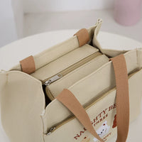 Waterproof Canvas Lunch Bag for Women, Portable Bento Tote with Zipper