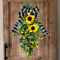 Sunflower Teardrop Door Hanging Wreath Garland for Spring Summer Home Decor