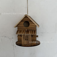 Wooden Birdhouse Outdoor Hanging Bird Feeder Nest for Small Birds
