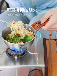 KOMMOT Portable Stainless Steel Camping Bowl Set with Anti-Scald Handle for Outdoor Picnic BBQ