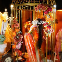 Large Wrought Iron Bird Cage Decor for Restaurants, Outdoor Parks, Weddings, and Photography Props