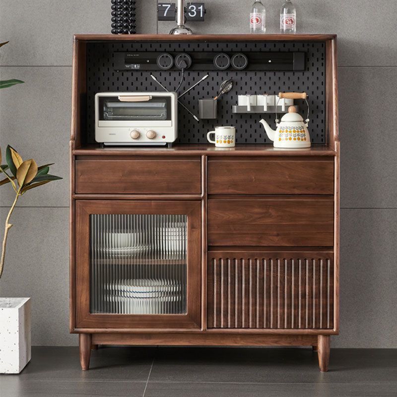 Nordic Black Walnut Sideboard Cabinet Modern Minimalist Storage Unit for Living Room