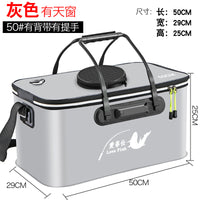 Foldable EVA Live Fish Bucket with Lid, Thickened Fishing Tackle Box, Multi-functional Fish Guard Bucket