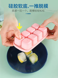 Silicone Ice Cube Tray with Lid, Easy Release Ice Maker Mold for Freezer, Soft Bottom Ice Box for Homemade Ice Cream