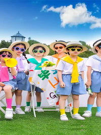 Kids' Cotton Candy Color Dance Performance Outfit for School Events and Cheerleading