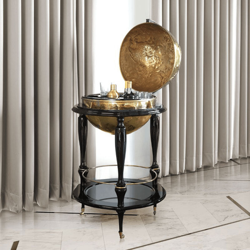 Luxury Designer Creative Art Globe Wine Cabinet Pure Copper Portugal Style Decorative Storage Bar Cart