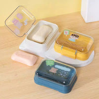 Transparent Flip-Top Soap Dish with Lid and Drainage for Home, Travel, and Dorms