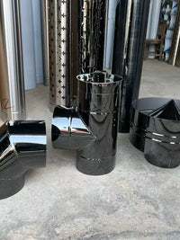 Black Titanium Stainless Steel Chimney Pipe Tee for Wood Stoves and Boilers