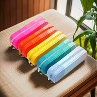 Macaron Multi-layer Accordion Pencil Pouch with Rainbow Zipper for Students