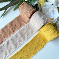 Ice Silk Jacquard Frayed Edge Ribbon with Pom-Poms for Hair Accessories and Crafts