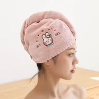 Cute Absorbent Quick-Dry Hair Towel for Women, Thickened Hair Drying Cap