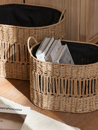 Handwoven Rattan Storage Basket for Snacks, Sundries, and Laundry