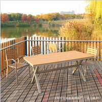 Outdoor Wood-Plastic Composite Dining Set for Patio Garden - Weatherproof & Sun-Resistant