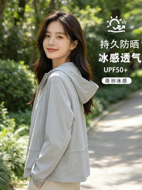 Women's UPF 50+ Sun Protection Hoodie Jacket Lightweight Breathable Ice Silk Outdoor Skin Coat