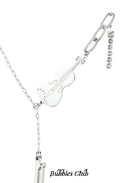 Bubbles Club Cello & Violin Necklace with Sparkling Tassels, Adjustable Sweet Cool Design