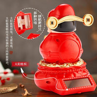 Solar-Powered Waving God of Wealth Figurine for Office & Car Decor, Stress Relief, Lucky Charm, Large Size