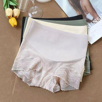 Seamless Postpartum High-Waist Tummy Control Panties with Lace Trim
