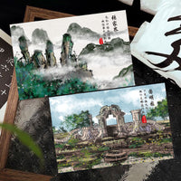 Paper Fan Boxed Postcards - City Memory & Scenery Collection, 30-Pack Art Souvenir Message Cards for Students