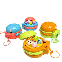 Miniature Fishing Burger Keychain Toy for Kids and Adults, Stress Relief Fidget Game, Parent-Child Interactive Gift