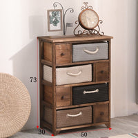Solid Wood Rattan Weave Storage Cabinet with Drawers for Living Room and Bedroom