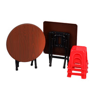Miniature Dollhouse Foldable Dining Table and Chairs Set for Kids' Pretend Play