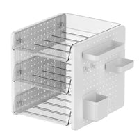 Desktop Pegboard Storage Box with 3-Tier Organizer for Stationery & Cosmetics