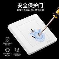 86-Type Wall Socket Panel with Switch, 10A, Flush Mount, 3-Pin Outlet