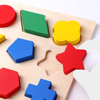 Wooden Geometric Fraction Puzzle Board Montessori Educational Toy for Kids