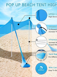 Portable Lycra Beach Tent Sunshade Canopy with UPF50+ UV Protection for Outdoor Camping Picnics