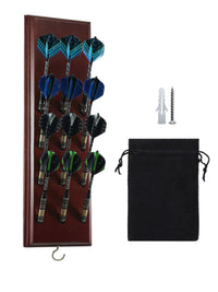 12-Hole Wall Mounted Solid Wood Dart Display Board and Accessories