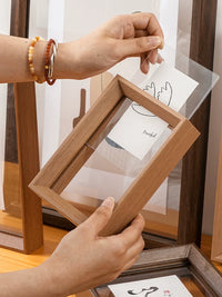 Double-Sided Transparent Photo Frame Wall Mount or Tabletop Display for Pictures and Specimens