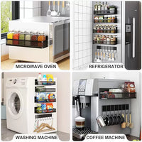 Magnetic Refrigerator Side Storage Rack for Kitchen Spices and Seasonings, Punch-Free Wall Mount Organizer